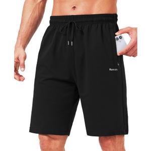 Mens Cotton Shorts Sweat Athletic Shorts for Men, Lounge, Gym, Yoga, Workout with Zipper Pockets, 2XL