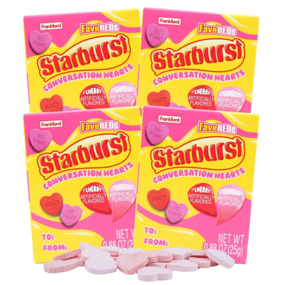 Starbursts Conversation Hearts, Classic Valentine's Day Candy, .88 Ounces Each (Pack of 4) (EXP 09/02/27)