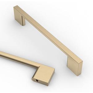 Asidrama 10 Pack 5 Inch(128mm) Brushed Brass Kitchen Cabinet Handles, Cabinet Pulls Kitchen Cabinet Hardware for Cupboard Drawer Pulls