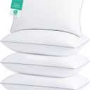 Sasttie Pillows Queen Size Set of 4, Bed Pillows for Side, Back, and Stomach Sleepers - Oeko-Tex Certified Supportive Down Alternative Plump Filling - Hotel Quality and Machine Washable, 4 Pack