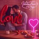 Pink Heart Neon Sign, 2 Pack Mother's Day LED Neon Light Battery Operated or USB Powered Valentines Lights, Table Decorations Lights for Galentines Day Decorations, wedding, Gifts for Women, lover