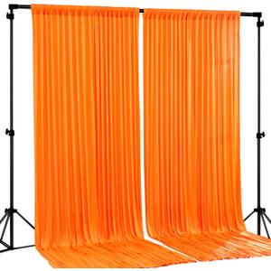 Orange Backdrop Curtain 2 Panels-Wrinkle-Free Champagne Curtains Polyester Photography Drapes for Baby Shower Birthday Party Photo Background Backdrop Stand- 8 X10FT (Orange)