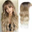 Hair Toppers for Women with Thinning Hair, 360 3D 20 Inch Long Curly Wavy Wiglet (Ombre Blonde)