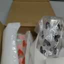 Domensi 2 Sets Galentines Day Gifts 20 oz Glass Cups with Hearts Socks Valentines Day Gifts Conversation Heart Cups Tumbler with Lids and Straw Iced Coffee for Galentines Couple Lover(Red, Black)