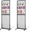 NectaCol Grid Wall Panels, 2 Packs 2'x 6' Gridwall Panels Tower with T-Base, Black Wire Grid Wall Display Rack, Craft Show Display Rack, Art Gridwall Display Stand