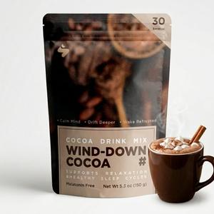 Slumbers Magnesium Cocoa, Melatonin-Free Evening Cocoa Drink Mix with L-Theanine, Reishi & Ashwagandha, Passionflower & Apigenin, 30 Servings (EXP 07/01/27)