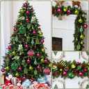 Dolicer 80 Pcs Christmas Tree Ornaments Vintage Christmas Ball Ornaments Set Green Red Glitter Christmas Decorations Shatterproof Large Hanging Ornament for Xmas Tree Holiday Party