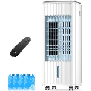 Portable Air Conditioners, 3-IN-1 Evaporative Air Cooler w/ 4 Ice Packs, 3L Water Tank for Cooling, 7H Timer for Auto-Off, Swamp Coolers with 70 Oscillation, Portable Ac Unit for Room Bedroom, White