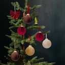 12 Pcs Velvet Christmas Ornaments Balls, 3.15 inch Velvet Christmas Tree Balls, Neutral Shatterproof Hanging Xmas Ornaments for Christmas Tree,Family, Holiday, Party Decoration, Red Coffee