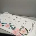 Baby Monthly Milestone Blanket for Baby Girl, Newborn Age Months Blanket Photo Prop with Growth Chart, Floral Wreath & Headband