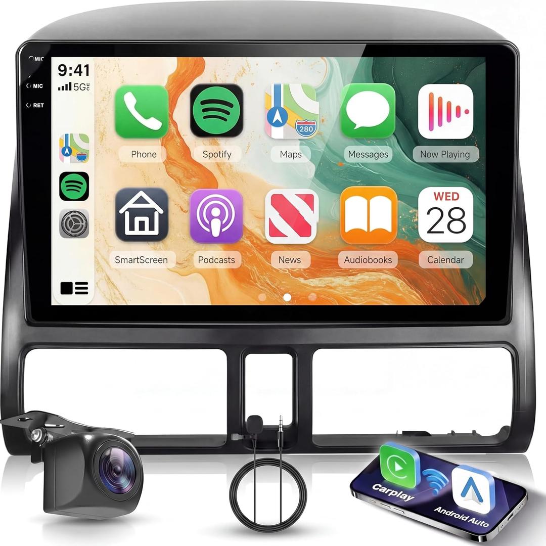 4G+128G Radio for Honda CRV 2002-2006 with Wireless Carplay & Android Auto, 9 Inch Incell Touch Screen Double Din Car Stereo with GPS Navigation Bluetooth DSP, WiFi, FM RDS, Camera