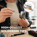LDK Soldering Iron Kit, 100W Digital Soldering Iron Cautin for Electronics, Soldering Pen Soldering Gun Jewelry Welding Kit with 5pcs Tips, Stand, Solder, Solder Paste, Desoldering Pump, Tweezers