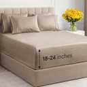 Extra Deep Cal King Sheet Set - 6 Piece Breathable & Cooling Sheets - Hotel Luxury Bed Sheets Set - Easy Fit - Soft, Wrinkle Free & Comfy Sheets Set - Heathered Beige Sheet Set w/Extra Deep Pockets