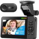 Wireless Baby Car Camera Monitor – 4.3" Display + 360° Rotating Cam for Rear-Facing Seats, No Wi-Fi Needed,1080P HD with Auto IR Night Vision, USB & Battery Powered, Easy-Install (
6.3"L x 3.4"W x 5.6"H)