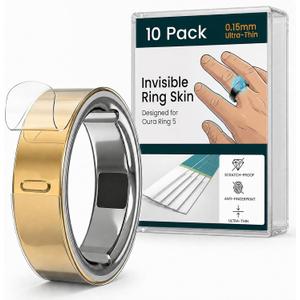 10 Pack Ultra-Thin Clear Skin Cover for Oura Ring Gen 5, Invisible Transparent Anti-Scratch Protector Smart Rings Accessories Protective Film for Oura Ring 5 (Clear, Size 9)