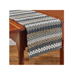 Park Designs Gray Striped Hartwick Chindi Table Runner 13" x 36", Soft 100% Cotton Handloomed Runner for Country Farmhouse Decor and Everyday Use, Protects Table