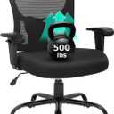 BestOffice Big and Tall Office Chair 500lbs Desk Chair Mesh Computer Chair with Lumbar Support Wide Seat High Back Task Executive Ergonomic Chair for Home Office (Black)