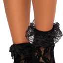 Leg Avenue Women's Ruffle Cuff Lace Anklet Socks (Black)