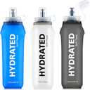 3 Pack Soft Water Bottle, 25oz/750ml Soft Flask Running Bottles for Hydration Pack, TPU Collapsible Running Bottle Reusable Handheld Running Flask for Running Hiking Cycling Climbing