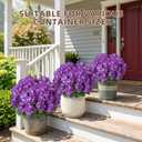Geraniums Artificial Flowers for Outdoors, 2 Pack Potted Plants Purple Faux Geraniums Bush Artificial Topiaries Realistic UV Resistant Fake Flowers Greenery for Outside Garden Porch Patio Yard Indoor