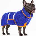 Bienbee Dog Bathrobe, Quick Drying Super Absorbent Pet Robes for Small Medium Large Dogs, Drying Coat for After Bath & Swim, Warm & Cozy Dogs Towels, Dog Puppy Bath Supplies, Dark Blue M