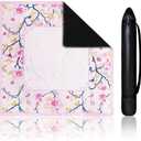 Chinoiserie Mahjong Mat for Table with Black Carrying Bag, Anti-Slip, Noise-Reducing Table Cover for Mahjong Poker Board Games Dominoes Card Games 31.5" x 31.5" (Blue + Pink)