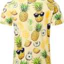 RAISEVERN Mens Hawaiian Shirt Casual Button Down Short Sleeve Tropical Beach Dress Shirt for Summer Holiday (L)