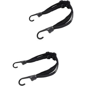 2 Pcs Universal Motorcycle Helmet Luggage Rope 24" Motorcycle Bungee Cord Bandage Retractable Elastic Strap with 2 Hooks (Black)