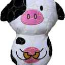 Bite Force -Durable & Strong Dog Toy Cow with Squeaker, Kevlar-Reinforced for Aggressive Chewers for Small Medium Large Dogs - White and Pink.