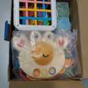 6 in 1 Montessori Toys for Babies Newborn Stacking Block Soft Infant Ring Shape Learning Sensory Bin Pull String Teething Toy Tissue Box for Toddlers 18M+ 2 3 Year Old Boy Girl Gift