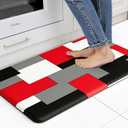 Black Red Grey White Kitchen Rug Anti-Fatigue Kitchen Mat for Floor Abstract Art Geometric Waterproof Non-Slip Kitchen Mat and Rug PVC Kitchen Floor Rug Mat for Home Sink Laundry (29"L x 17.3"W x 0.5"Th)