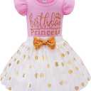 LYSMuch Toddler Baby Girls Birthday Outfits Princess Long Sleeve Shirt Mesh Tutu Skirt Set (5-6Y, Pink Short)