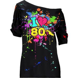 Halloween Shirts for Women: Party Short Sleeve Costumes Crewneck T-Shirt M