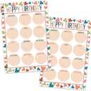 3 x Happy Birthday Chart for Classroom, 2Pcs Boho Birthday Poster Decoration 17’’ x 12’’ Boho Birthday Cake Calendar Cutouts for School Bulletin Board, Chalkboards, Wall Decor