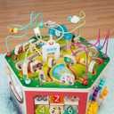 Battat Wooden Activity Cube City Themed Activity Center Educational Toys Wooden Toys for Toddlers and Kids 1 Year +