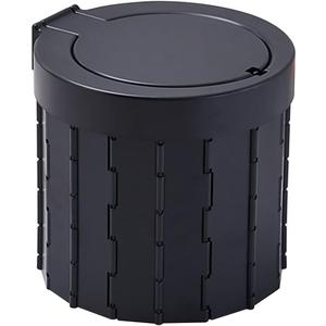 Car Toilet Seat Portable Round Car Commode with Cover, Outdoor Travel Folding Trash Can, Equipped with Garbage Bags and Storage Bags (Color : Black), 12" Wide, 10.25" High