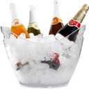 Large Ice Bucket for Parties, 8L Drink Bin, Clear Champagne Bucket, Mimosa Bar Supplies, Wine Bucket Chiller for Parties, Party Beverage Tub, Holds 2-4 Standard Sized Wine or Champagne bottles on ice.