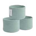 Woven Cotton Storage Baskets - 3-Pack Round Bins (10x10x7'') for Shelves, Closets & Bookcases | Durable Rope Organizers for Nursery, Baby, Toys, Easter & More