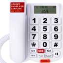 Big Button Phone for Seniors, Uvital Corded Landline Phone with Caller ID, 2 One-Touch Buttons and SOS Emergency Button, Hands-Free, Loud Ringer, Senior Landline Phones for Home/Office/Hotel, White