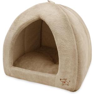 Best Pet Supplies Cat Bed for Indoor Cat, Domed Tent House with Removable Pillow, Covered Cat Cave for Small Dog, Puppies and All Breeds of Cats - Tan, 19 x 19 x H:19"
