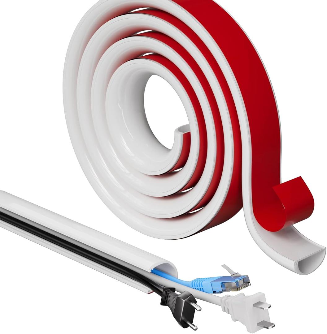 118" Cord Hider for Wall Mounted TV,Adhesive Cable Hider for Wall,Cord Covers Raceway Kit for Wires Hider,Flexible Silicone Cable Concealer for Home Office,W 1.08" H 0.6"