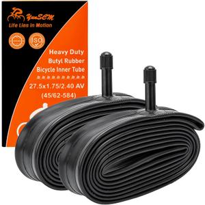 YUNSCM 2-PCS 27.5 Heavy Duty Bike Tubes 27.5 x 1.75/2.40 AV Schrader Valve 45/62-584 Inner Tubes Compatible with Bicycle Tubes 27.5x1.75/1.95/2.10/2.125/2.2/2.25/2.3/2.35/2.40 Bike Bicycle Tires Tubes