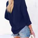 Aoudery Button Down Shirts for Women Long Sleeve Collared Blouses V Neck Work Business Office Tunic Chiffon Tops (L)