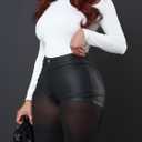 Women's Black Faux Leather Shorts High Waist Sexy Stretch Mini Booty Hot Shorts (Black, S)