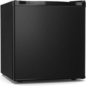 Antarctic Star 1.6 Cu. Ft Mini Fridge with Freezer,Small Compact Refrigerator with Single Reversible Door, Removable Shelves, 7 Adjustable Thermostat, for Dorm/Bedroom/Office,Black