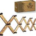 Expandable Wooden Coat Rack Hanger - Accordion Wall Hanger with Expanding Wall Pegs | Hand Made Vintage Wooden Hat Rack for Wall | Hang Coat, Jacket, Hat | Wall Rack  14 Hook, Torched Wood (14 Hooks, Torched Wood (Rustic Style))