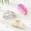 HAIMEIKANG 3 PCs Meidum Flower Cute Hair Claw Clips for Women and Girls - Acrylic Non-Slip Strong Hold Jaw Clips for Thin Hair