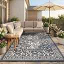 Garvee Outdoor Rug 10x20, Waterproof Reversible Foldable Plastic Straw Rug, Botanical cottagecore Large Outdoor Rugs Patio Camping RV Carpet for Deck Camper Porch Balcony Backyard Picnic Beach Grey