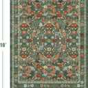 Deerly Green Washable Floral Rugs 8x10 Large Vintage Boho Non-Slip Living Room Carpet Soft Low Pile Thin Bedroom Floor Mat Indoor Home Decor for Dining Room Playroom Nursery Farmhouse, Green/Multi