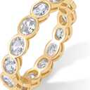 PAVOI 14K Gold Plated Oval Eternity Band for Women - Oval Cubic Zirconia Rings for Women - Stackable Wedding Band for Brides - Promise Eternity Ring Jewelry Gifts (7)